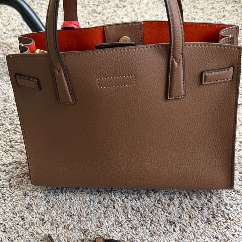 Tory Burch Brown small Satchel/ crossbody with orange Interior - Picture 3 of 4